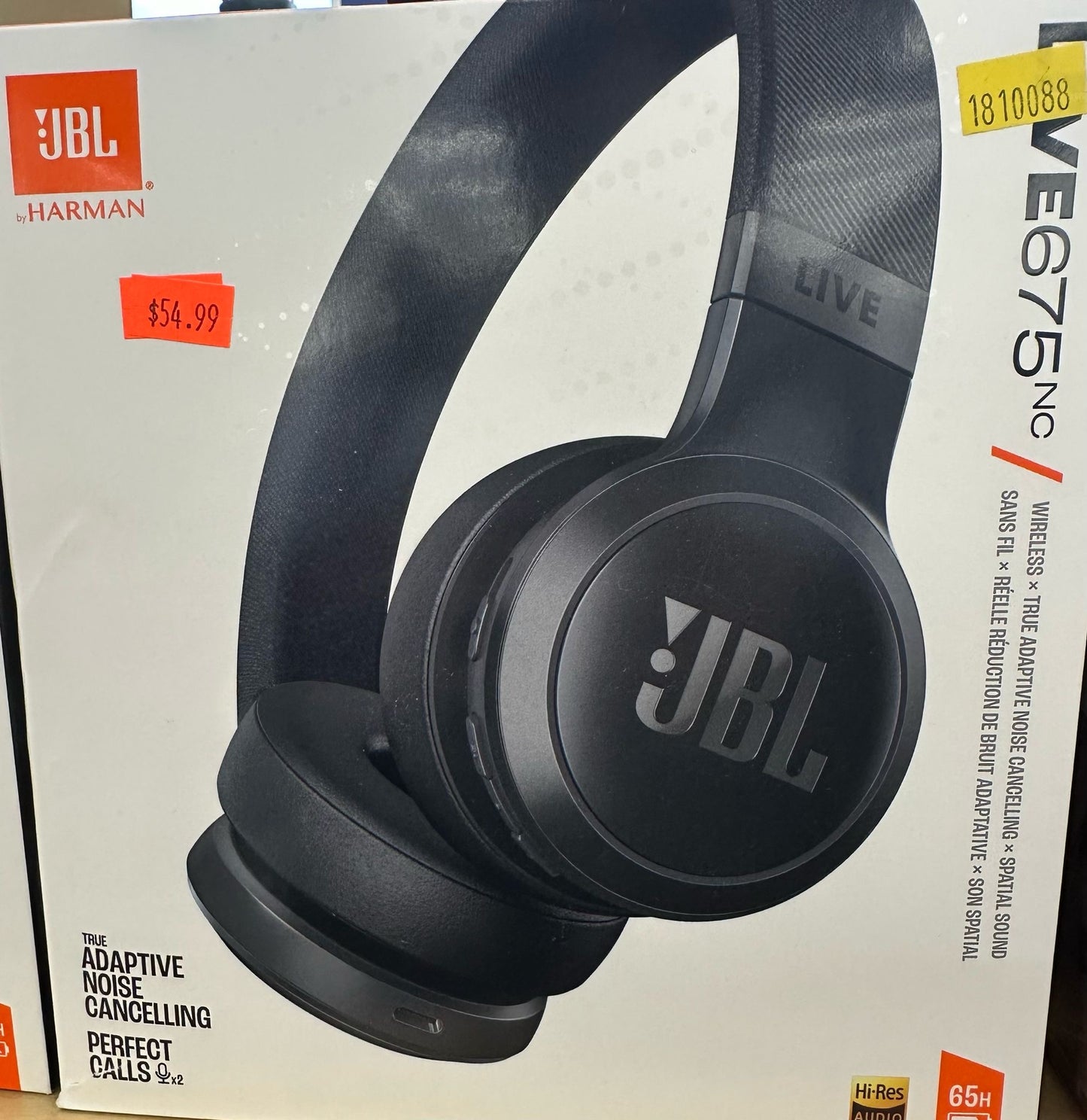 JBL Live 675NC Wireless Over-Ear Headphones with True Adaptive Noise Cancelling – Black