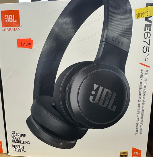 JBL Live 675NC Wireless Over-Ear Headphones with True Adaptive Noise Cancelling – Black